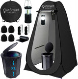 Outsmart Gadgets Outdoor Camping Toilet with Pop-Up Privacy Tent and Night Lantern, Portable Toilet Set for Comfortable Camping 