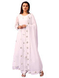 Wedani Georgette Embroidered Anarkali Kurta Set For Women (In Alpha Xl Regular White),WHITE,XL