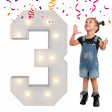 3FT Light Up Numbers Letters, Mosaic Numbers for Balloons, Giant Marquee Numbers, Mosaic Balloon Number 3 for 3rd 13th 30th Birt