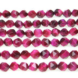 MJDCB Best Sellers Natural Stone Beads Faceted Polygon Rose Red Tiger Eye Crystal Energy Stone Healing Power for Jewelry Making(