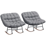 Outsunny Outdoor Rocking Chair Set of 2, Oversized Rocking Papasan Chairs with Cushions, Steel Frame, Comfy Outdoor Rockers for 