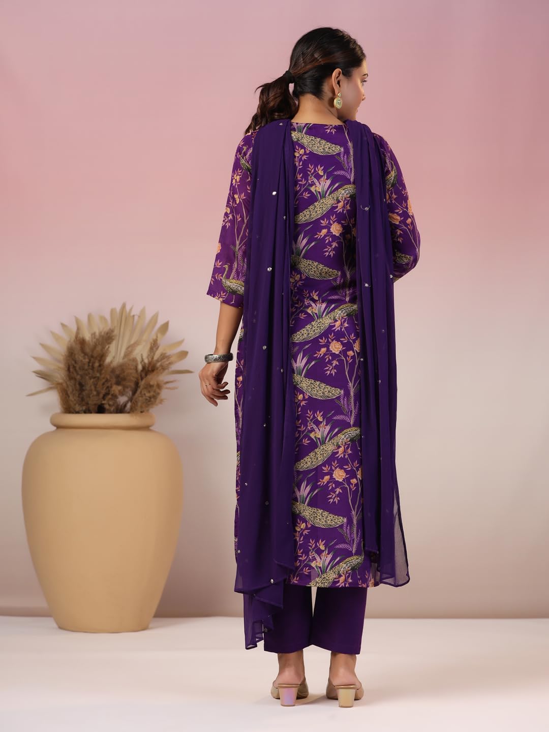 Gosriki Women'S Rayon Blend Printed Straight Kurta With Pant & Dupatta (Geto Blue-Gs_L_Blue_Large),Blue,,B0CXP79H3N
