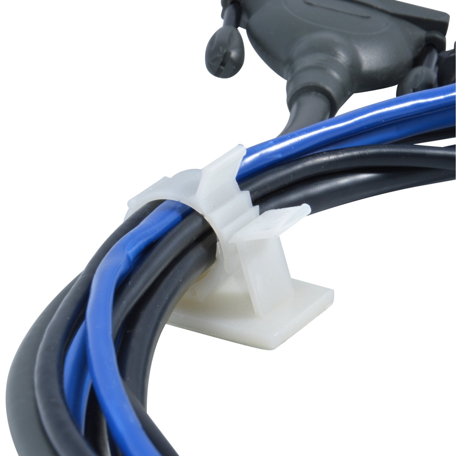 JacobsParts V1 Adhesive Cable Management Clips, 0.85 Inch Adjustable Clamp, White (25 Pack)