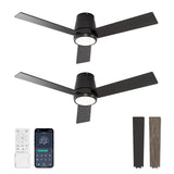 warmiplanet Ceiling Fans with Lights, 42 Inch Low Profile Ceiling Fan with Light and Remote/APP Control(2 Pack),Black,3 Blades