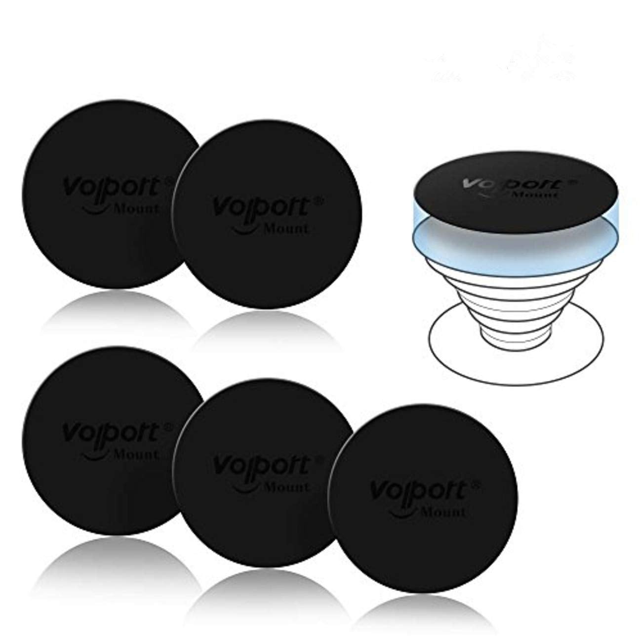 Volport Mount Metal Plates Replacement 6Pcs For Magnetic Phone Magnet Car Mount, Phone 3M Strong Magicplate Metal Disc Sticker A
