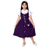 Myli Fashion Girls Midi Dress With Inner Top & Sling Bag | Stylish Kids Dress For Girls | Cotton Blend Party & Casual Wear Outfi