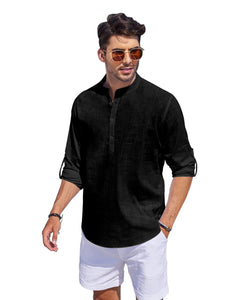 Bellstone Men'S Cotton Blend Solid Regular (Kurta_Black_L)