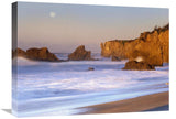 Seastacks And Full Moon At El Matador Beach, California-Canvas Art-24X18