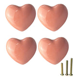 M MIMHOOY 4 Pack Pink Heart Shaped Ceramic Cabinet Knobs, Decorative Knobs for Dresser Drawers