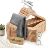 30-Pack Wood-Look Plastic Hangers, Non-Slip Velvet Finish, 360° Swivel Hook