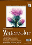 Strathmore P44012 Watercolor Pad, 6x12 Wire Bound, 12 Sheets , White