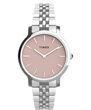 Timex Womens Transcend 34mm Watch - Stainless Steel Bracelet Pink Dial Silver-Tone Case