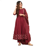Anni Designer Women'S Maroon Color Rayon Kurta With Dupatta (Kumt-Dress-Maroon_Xl),Maroon,XL