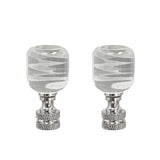 Aspen Creative 24010-12 Clear with White Cloud Glass Lamp Finial in Nickel Finish, 2 Tall (2 Pack)