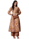 Anni Designer Women'S Rayon Blend Straight Printed Kurta With Pant (Marco Yellow_M_Yellow_Medium),Yellow,M