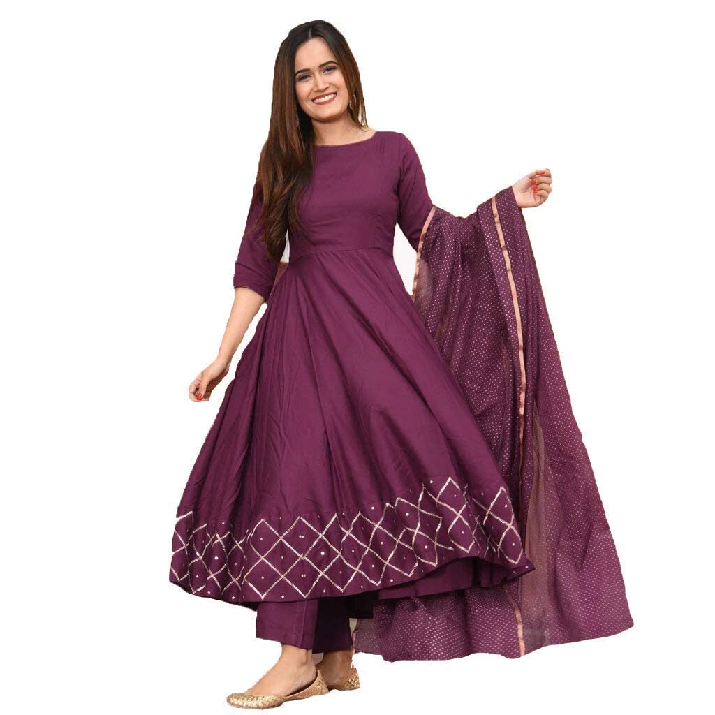 Anni Designer Women'S Rayon Kurta With Dupatta (Kumt-Dress-Magenta_3Xl_Magenta_Xxx-Large),Magenta,3XL