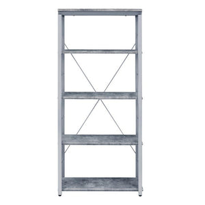 Benjara Industrial Bookshelf With 4 Shelves And Open Metal Frame, Gray And Silver