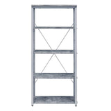 Benjara Industrial Bookshelf With 4 Shelves And Open Metal Frame, Gray And Silver