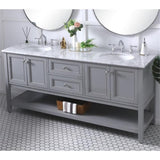 Elegant Decor Metropolis 72 Double Sink Marble Top Bathroom Vanity In Gray