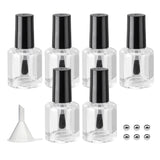 Agidea Empty Nail Polish Bottles with Paddle Brush, 6PCS Empty Glass Clear Refillable Nail Polish Containers Vials with Mixing B