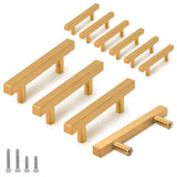 TooCust 10 Pack Brushed Brass Kitchen Cabinet Handles, Cabinet Pulls with 3 Inch (76mm) Hole Centers, Gold Dresser Handle with B