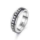 MILACOLATO 925 Sterling Silver Anxiety Ring for Women Men Platinum Plated Sterling Silver Band Fidget Ring Moon Phase Spinner Ri