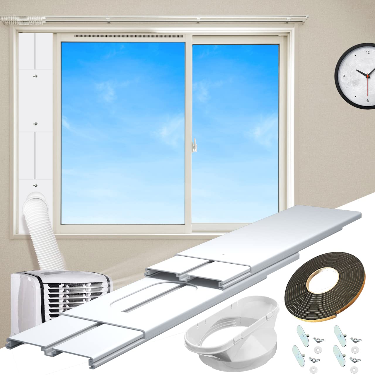 Gulrear Portable Ac Window Kit For Vertical Window Portable Air Conditioner Window Seal Parts Adjustable Length From 25 To 62