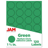 JAM PAPER Circle Label Sticker Seals - 1 2/3 Inch Diameter - Green - 120 Round Labels/Pack