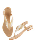 Shoetopia Classic Golden Flat Sandals For Women & Girls /Eu38,Golden,5,B0DDJJ69YG