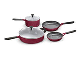 GreenPan SmartShape Healthy Ceramic Nonstick, 6 Piece Cookware Pots and Pans Set, PFAS-Free, Dishwasher Safe, Red