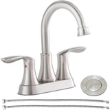 Friho Brushed Nickel Bathroom Faucet, Centerset Lead-Free Modern Commercial 2-Handle RV Bathroom Sink Faucet, 3 Hole 4 inch Bath