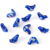 Boutigem 10Pcs Blue Pigeon Porcelain Beads Pigeon with Flower Pattern Ceramic Beads Floral Bird Handmade Craft Beads Animal Spac