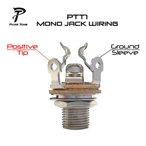 Pure Tone Multi-Contact 1/4 inch Mono Output Jack | Black Nickel | Dual Tension Grounds & Dual Positive Tips for Optimal Signal,