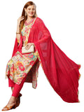 Gosriki Women'S Cotton Blend Printed Straight Kurta With Pant & Dupatta (Ruth Pink-Jl-Gs_L_Pink_Large),Pink,,B0D73Y475W
