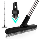 BITOPE Grout Brush Cleaner with Adjustable Long Handle, Swivel V-Shaped Stiff Bristles Scrubber, Tile Cleaning Crevice Line Corn