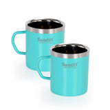 Sumeet Stainless Steel Coloured Double Wall Tea/Milk/Coffee Mug Set of 2Pc 300ml Green