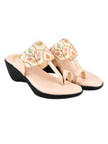 Shoetopia Embroidered Ethnic Cream Kolhapuri Wedgess For Women & Girls /Uk3,Cream,3,B0BV6XQW9T