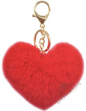 Dorron Iaccessories Fluffy Soft Faux Fur Charm Pompom Heart Key Ring Keychain For Girls Bag Scooty Bike Car Keys (Red)