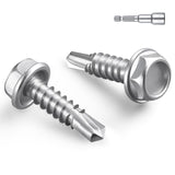BNUOK #14 x 3/4 Inch Self Drilling Screws, 71pcs 1 lbs Self Tapping Screws for Metal, 410 Stainless Steel Hex Washer Head Sheet 