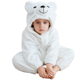 MICHLEY Infant Halloween Cosplay Costume Kids' Animal Outfit Hooded Romper Partywear 3-4T,White Bear
