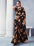 Satrani Womens Pure Georgette Saree (3633S104N_Brown)