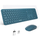 XTREMTEC 2.4G Full Size Wireless Keyboard Mouse Combo, Ultra Slim Silent Cute Computer Keyboard with USB Receiver for Windows, O