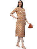 Gosriki Women'S Cotton Blend Traditional Straight Printed Kurta And Pant Set (Danapa Mustard-Gs_Xl_Mustard_X-Large),Mustard,,B0BWV2MJMJ