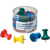 Officemate International Corp. 92902 Giant Pushpins, 11/2Inch ,12/PK, Clear Tub, Assorted