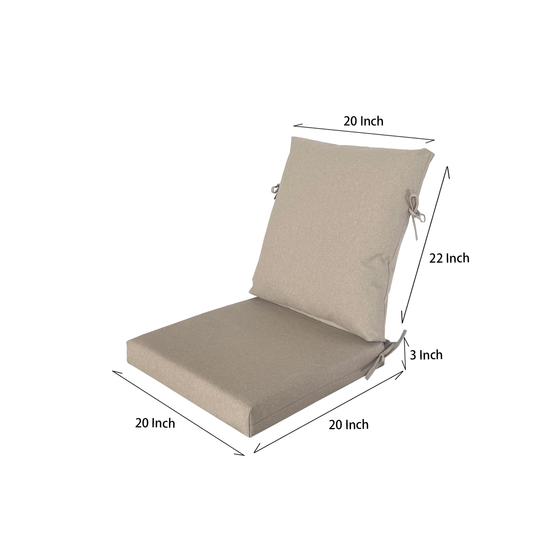 Goodgoods 20x42 Outdoor Dining Chair Cushion Set of 1 Patio Furniture Cushion Resilient Foam Filling Water-Proof Stain-Resis