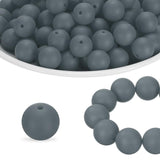 HARFINGTON 65Pcs Silicone Beads 15mm Round Rubber Focal Beads Bulk for Pens Keychain Bracelet Necklace DIY Crafts Making, Dark G