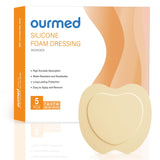 Ourmed Sacrum Silicone Foam Dressing with Border - Sacral Wound Dressing Adhesive for Wound Care, Waterproof Absorbent Bandages 