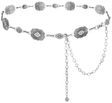 Hiquacc Western Metal Concho Chain Belt For Women Boho Chain Belt Cowgirl Waist Belt For Dresses Jeans, Square Silver, Xl: 59 In