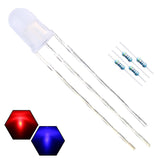 EDGELEC 100pcs 5mm Red & Blue Lights Bi-Color LED Diodes Common Cathode (White Lens) Diffused Round Lens +200pcs Resistors (for 