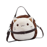 Merishopp Cat Plush Bag Creative Satchel Bag Zipper Cat Stuffed Toy Gift Funny Handbag